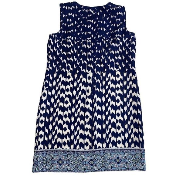 AB Studio Blue White Shift Zipper Shoulder‎ Sleeveless Dress Sz 6 - Picture 8 of 8